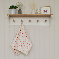 Hearts & Roses Print Tea Towel